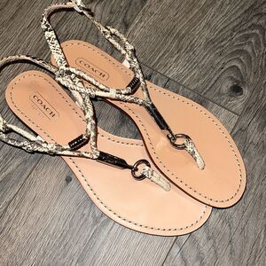 Coach Tan Braided Sandals